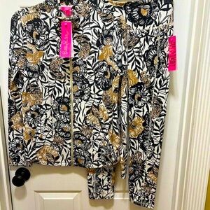 NWT LILLY PULITZER XS PEONY PARTY LUXLETIC 2PC SET LEONA JACKET /LEGGINGS